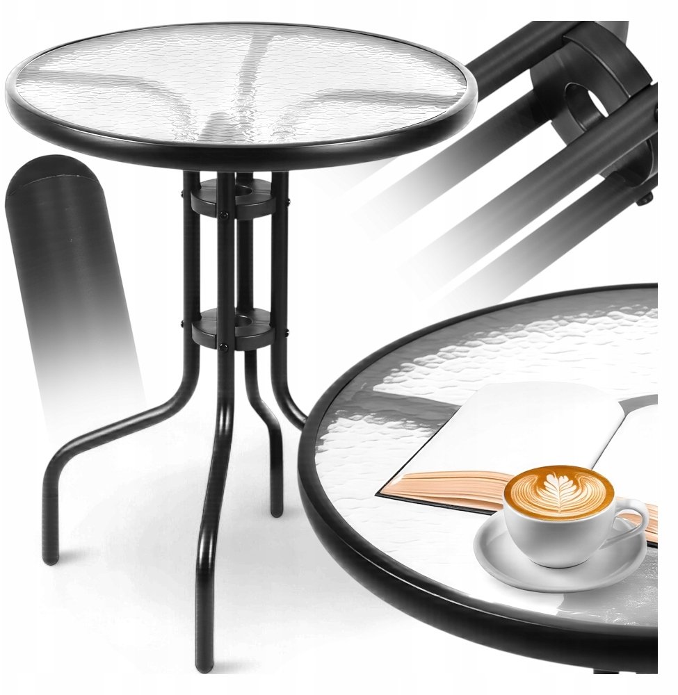 Hitbaits STOLIK OGRODOWY Okrągły 60CM Czarny KANZA