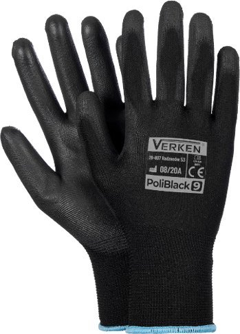 VERKEN Rękawiczki Robocze Poliblack - Manualne Warsztatowe Verken - Rozmiar 8 Verken Poli Verken 8 5907699003457