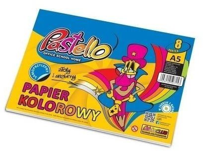 Papier kolorowy A5 samoprzylep 8 kartek błyszczący