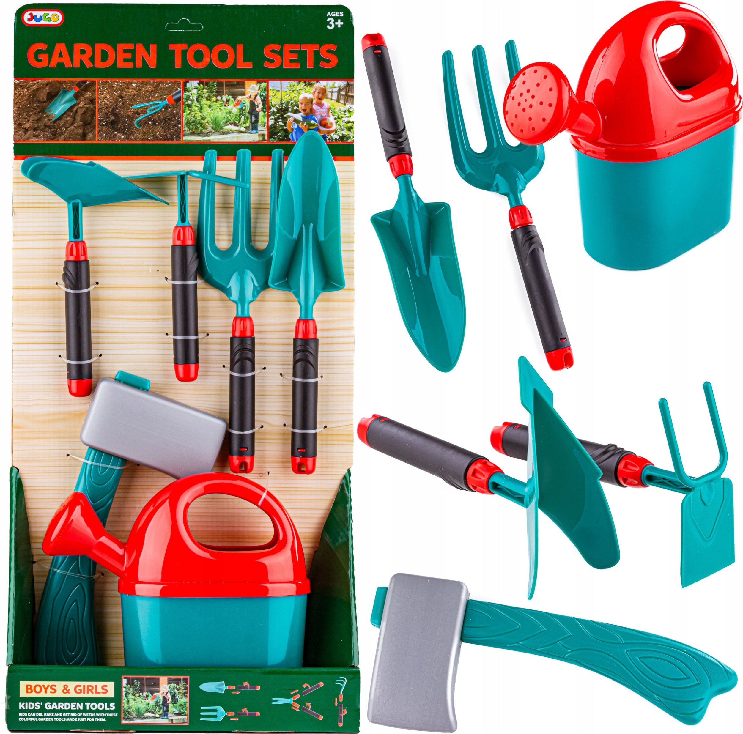Zestaw Narzędzi Ogrodowych Dla Dzieci 6 Elementów Łopatka Konewka Motyka