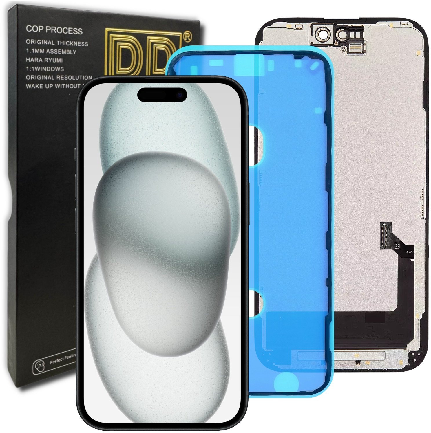 Wyświetlacz do iPhone 15 LCD Ekran Ramka + Uszczelka Soft Oled wersja DD