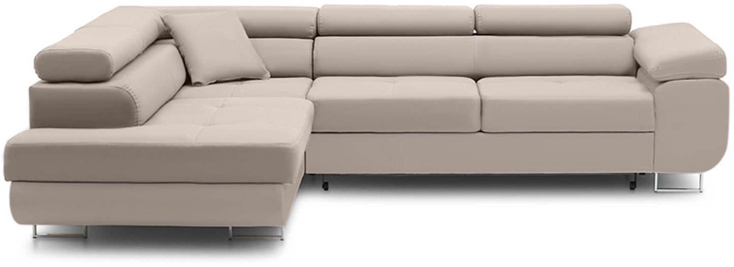 Duży narożnik, lewy, Bellezza, velvet, 270x206x87 cm, beżowy | TYLETEGOTU