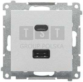 Ładowarka USB podwójna Kontakt-Simon Simon 55 TEC2CAQ.01/143 C+A (moduł) 30W 230V IP20 szybkozłącza aluminium mat