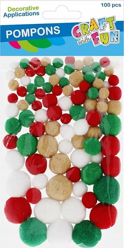 Craft with Fun OZDOBA DEK POMPON 100SZT/4KOL MIX CF PBH 12/144