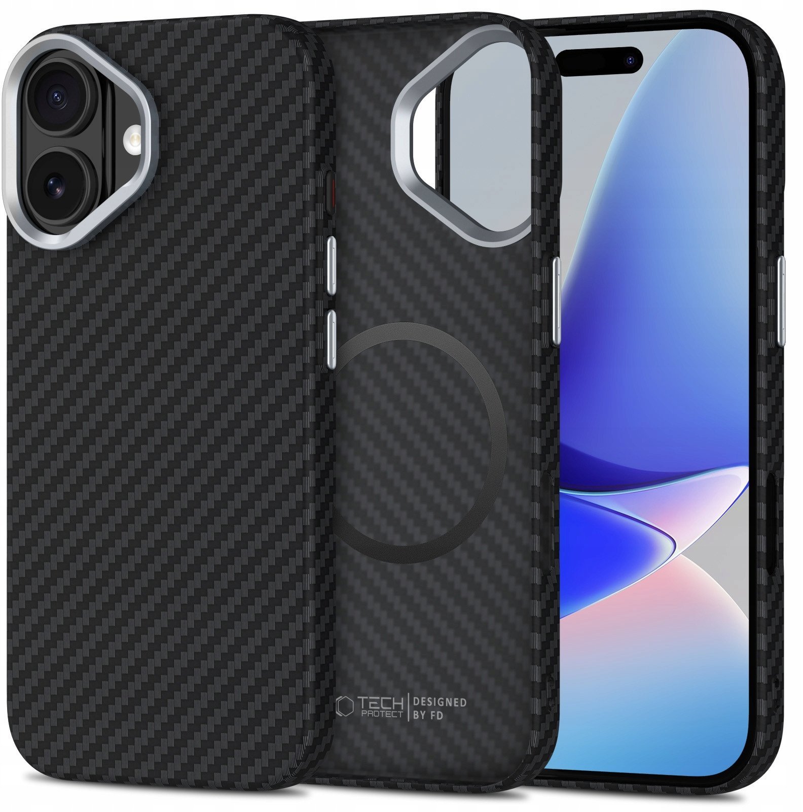 Etui Tech-Protect Ion Carbon MagSafe do Apple iPhone 17 Black/silver