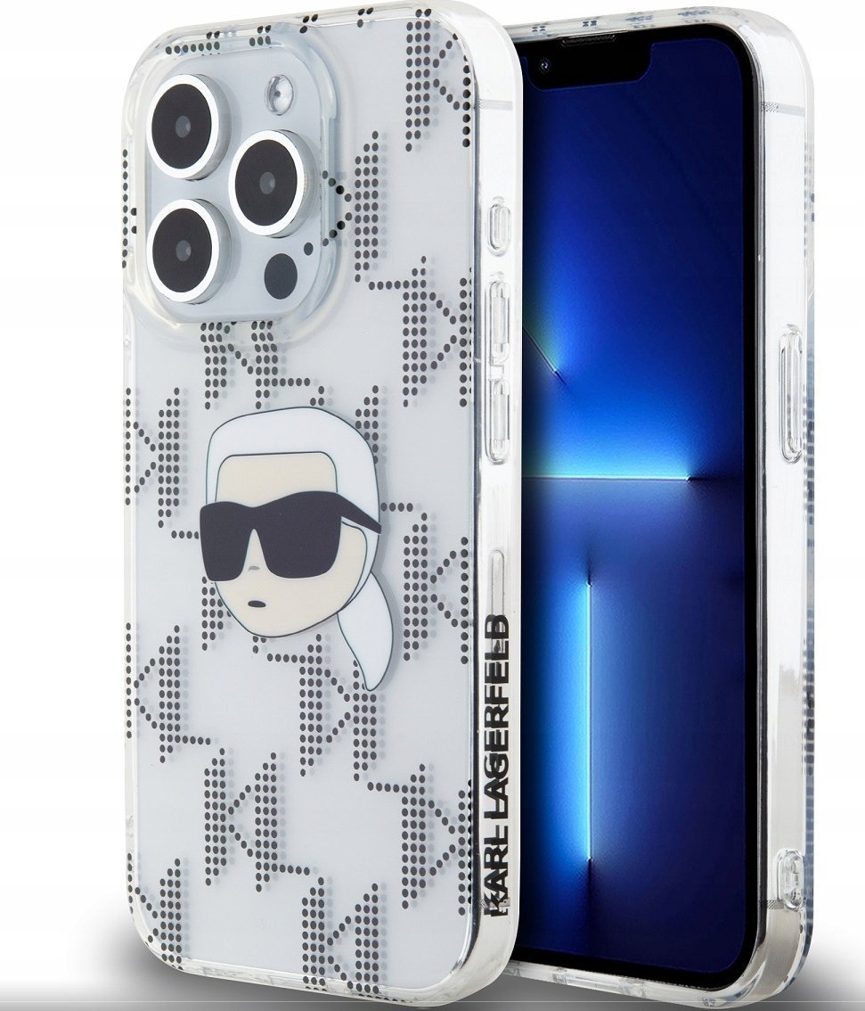 KARL LAGERFELD IML ELECTROPLATED REPEATED LOGO CASE FOR IPHONE 15 PRO TRANSPARENT