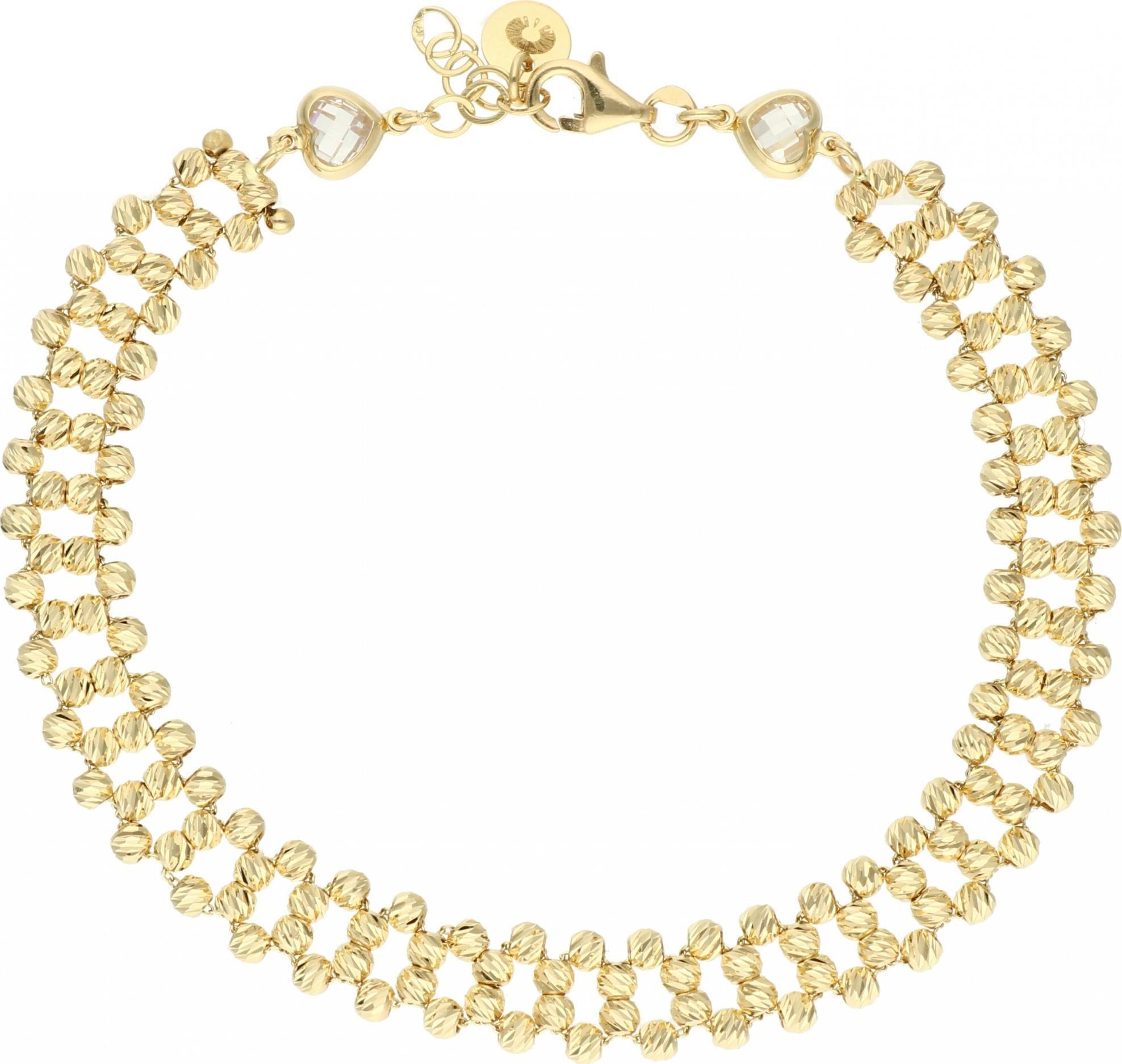 Rosanto Złota bransoleta z diamentowanych kulek z cyrkoniami 20 cm 585 14k