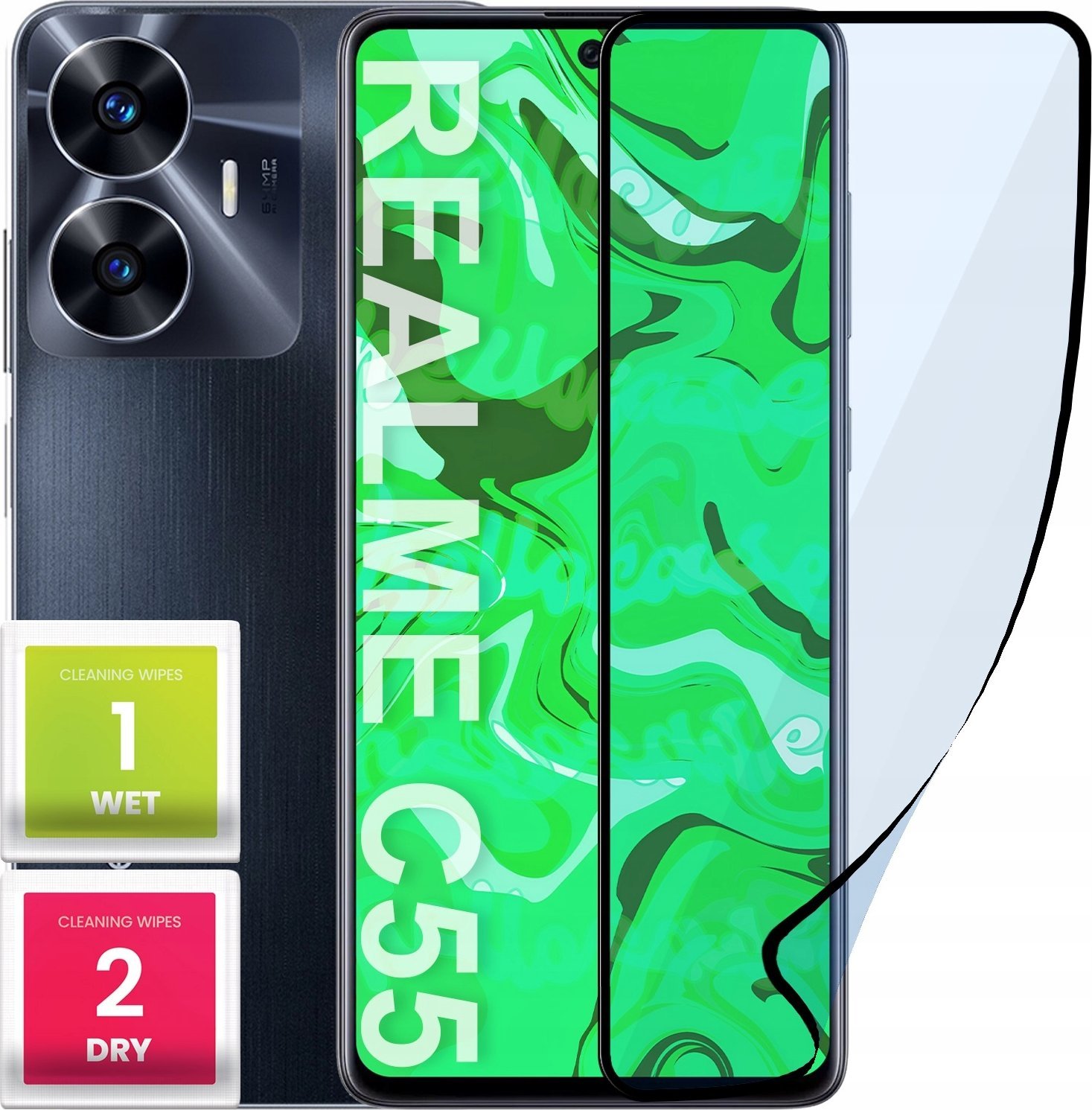 Hello Case Szkło Hybrydowe do Realme C55 (szybka 9H, pełne 5D, ochronne, na ekran)