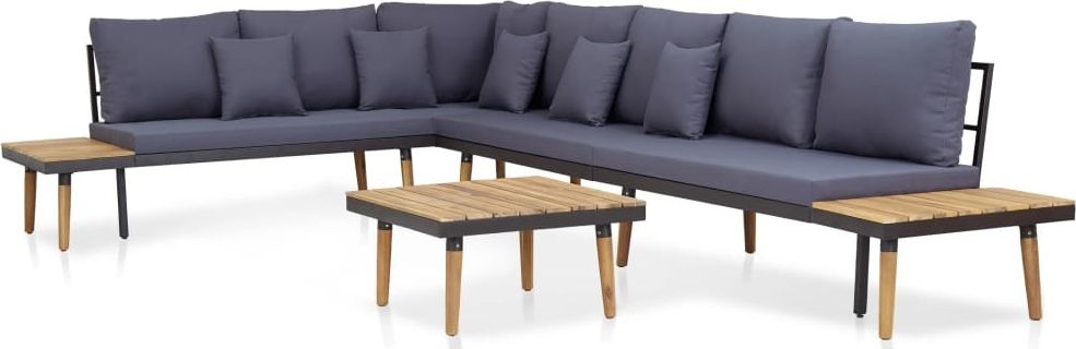 vidaXL 5 częściowy zestaw mebli ogrodowych, poduszki, drewno akacjowe, brąz (46483)