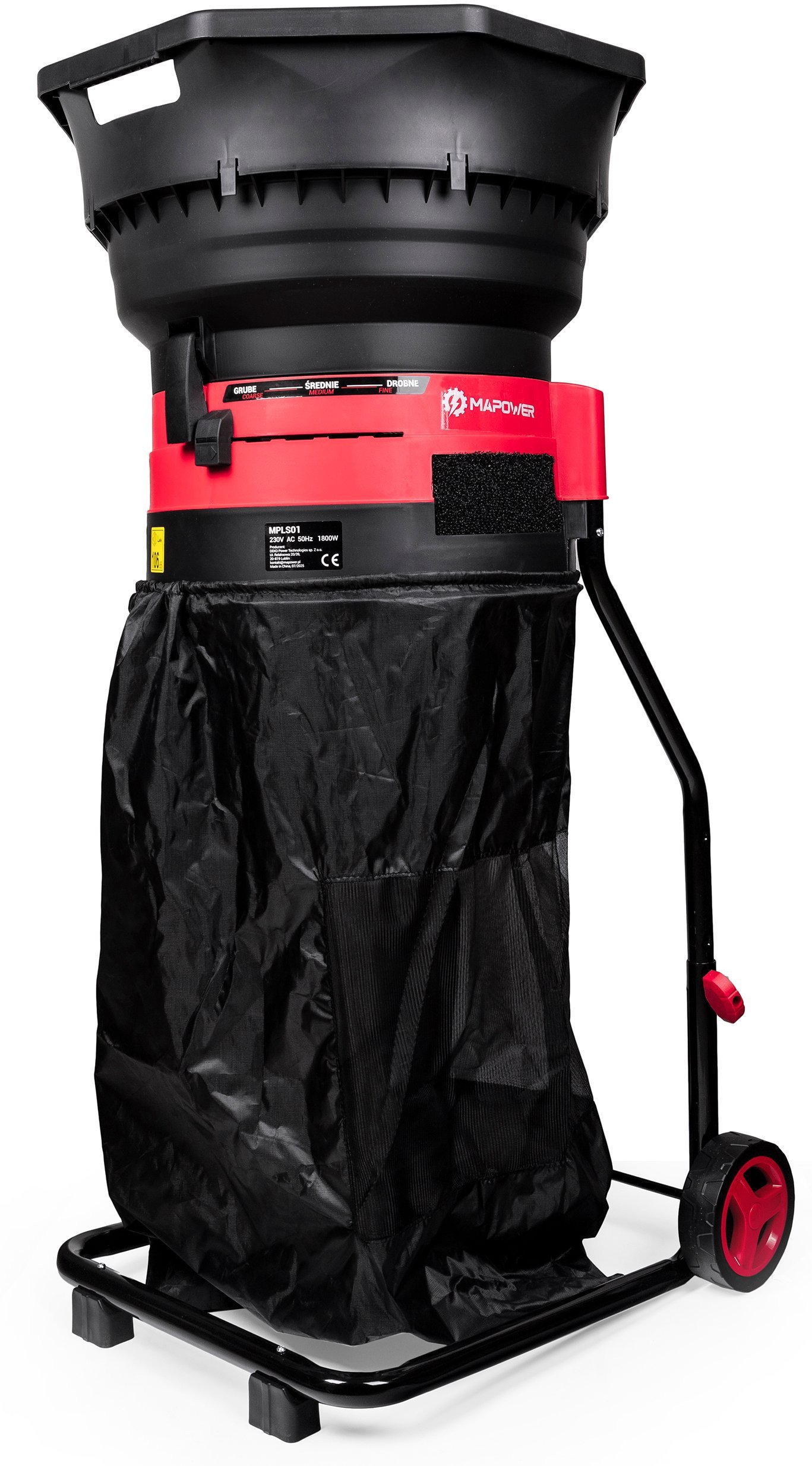 ROZDRABNIACZ DO LIŚCI MULCZER ROZDRABNIARKA ELEKTRYCZNY DUŻY ZBIORNIK 1800W