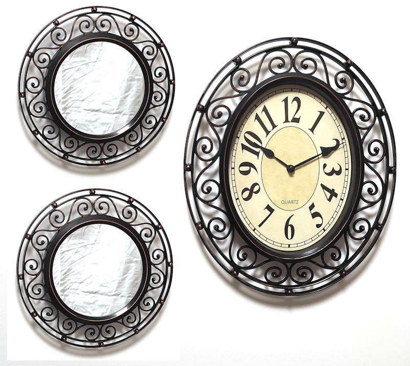 Zegar ścienny 7&7 OR874 25x30 cm dwa lustra .