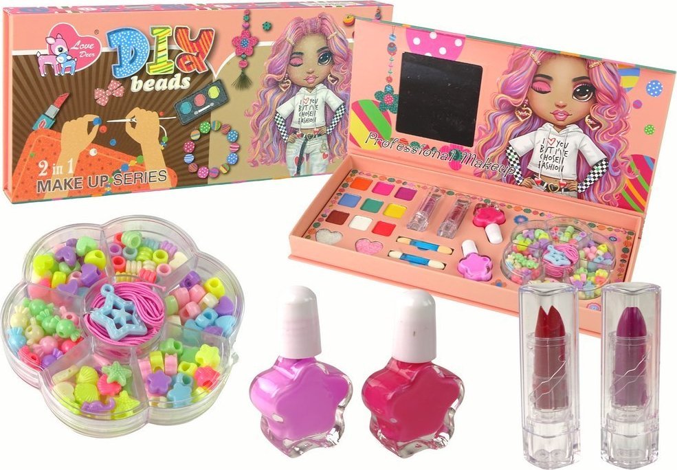 LeanToys Zestaw Do Robienia Makijażu Biżuterii DIY 2w1 100 El.