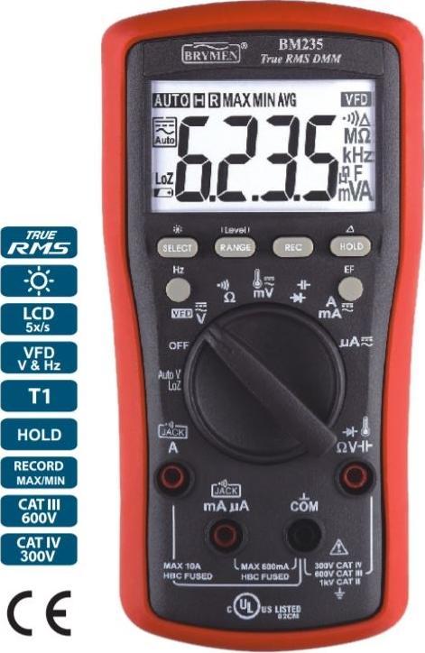 Brymen Multimetr miernik TRMS (AC+DC) VFD EF 50kHz BM235