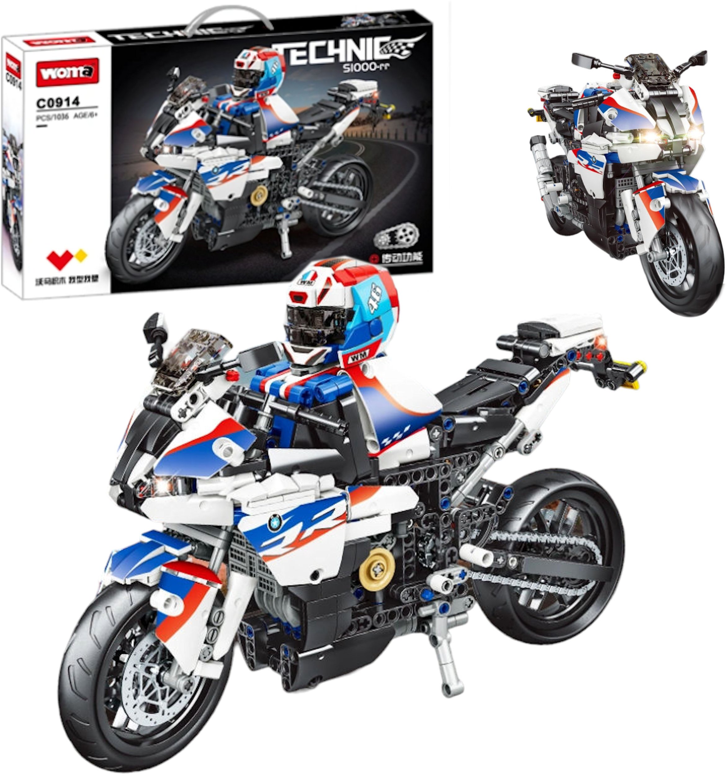 Coil klocki konstrukcyjne technic zestaw mega figurka 1036 elementów motocykl motor