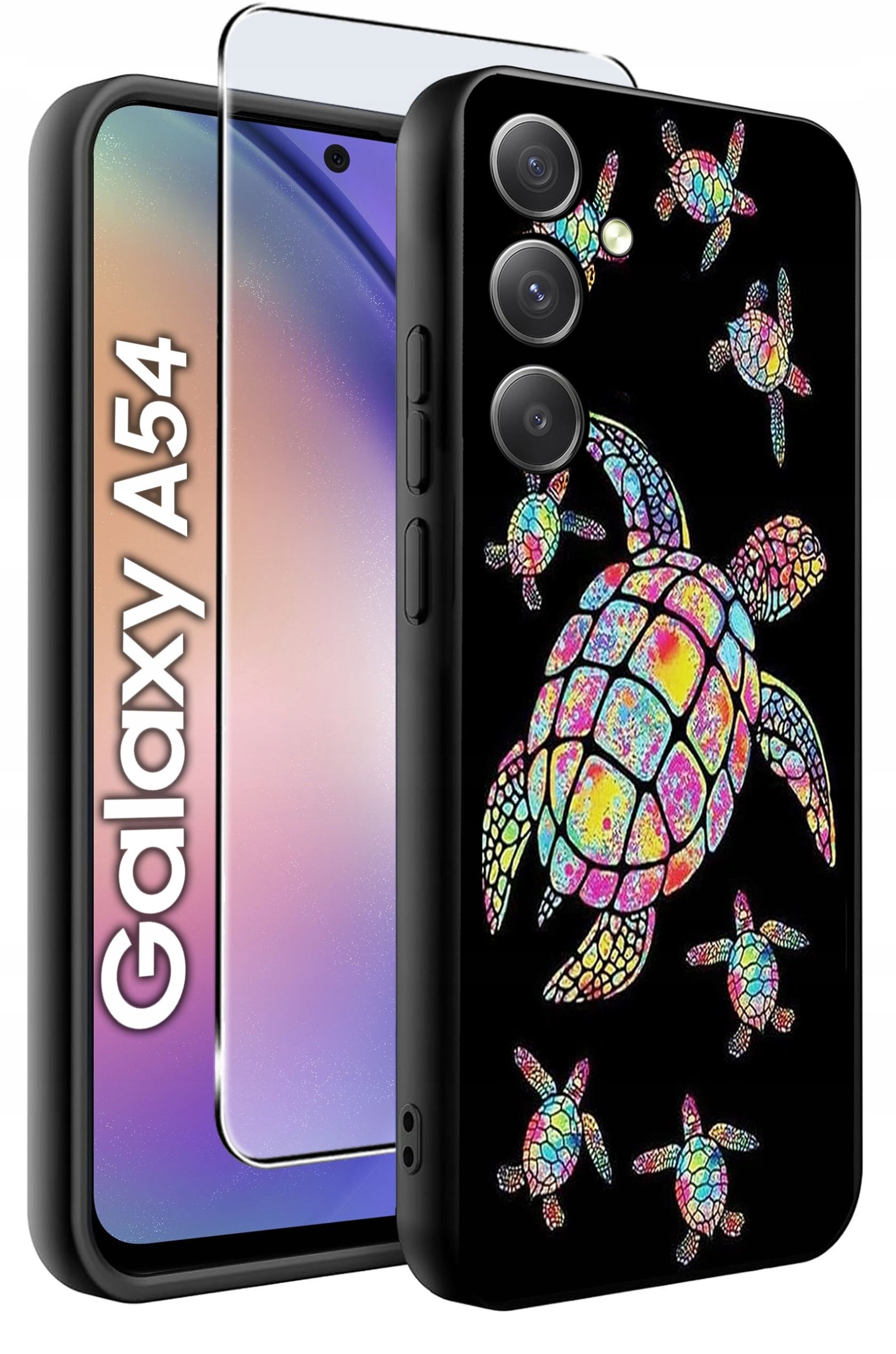 ETUI do Samsung A54 5G WZORY | SILIKONOWE MATT CASE + SZKŁO 9H