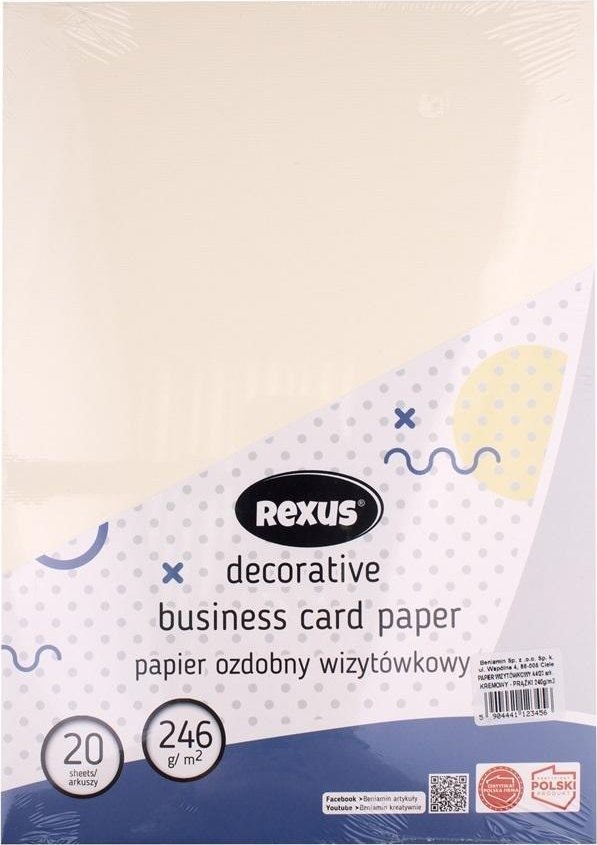 Papier wizytówkowy A4/20ark kremowy - prążki