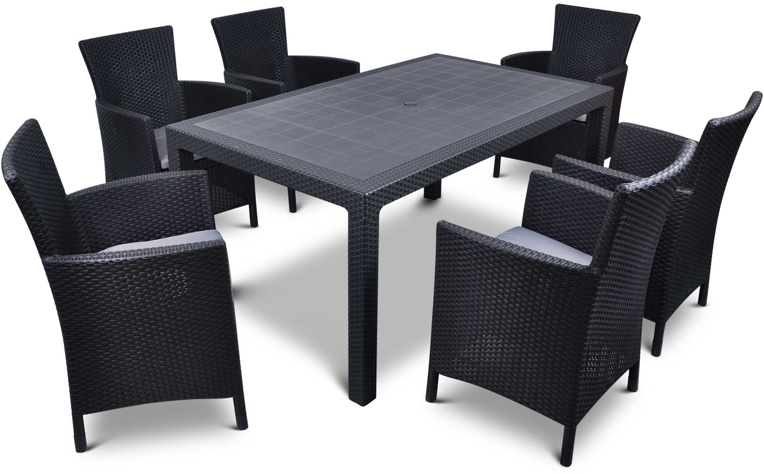 Zestaw ogrodowy jadalniany VERONA stół 160x95cm + 6 foteli IOWA z poduszkami dla 6 osób