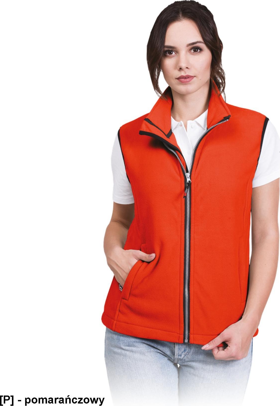 R.E.I.S. VHONEY-L - bezrękawnik damski z polaru, kołnierz ze stójką - ciemnoczerwony 3XL