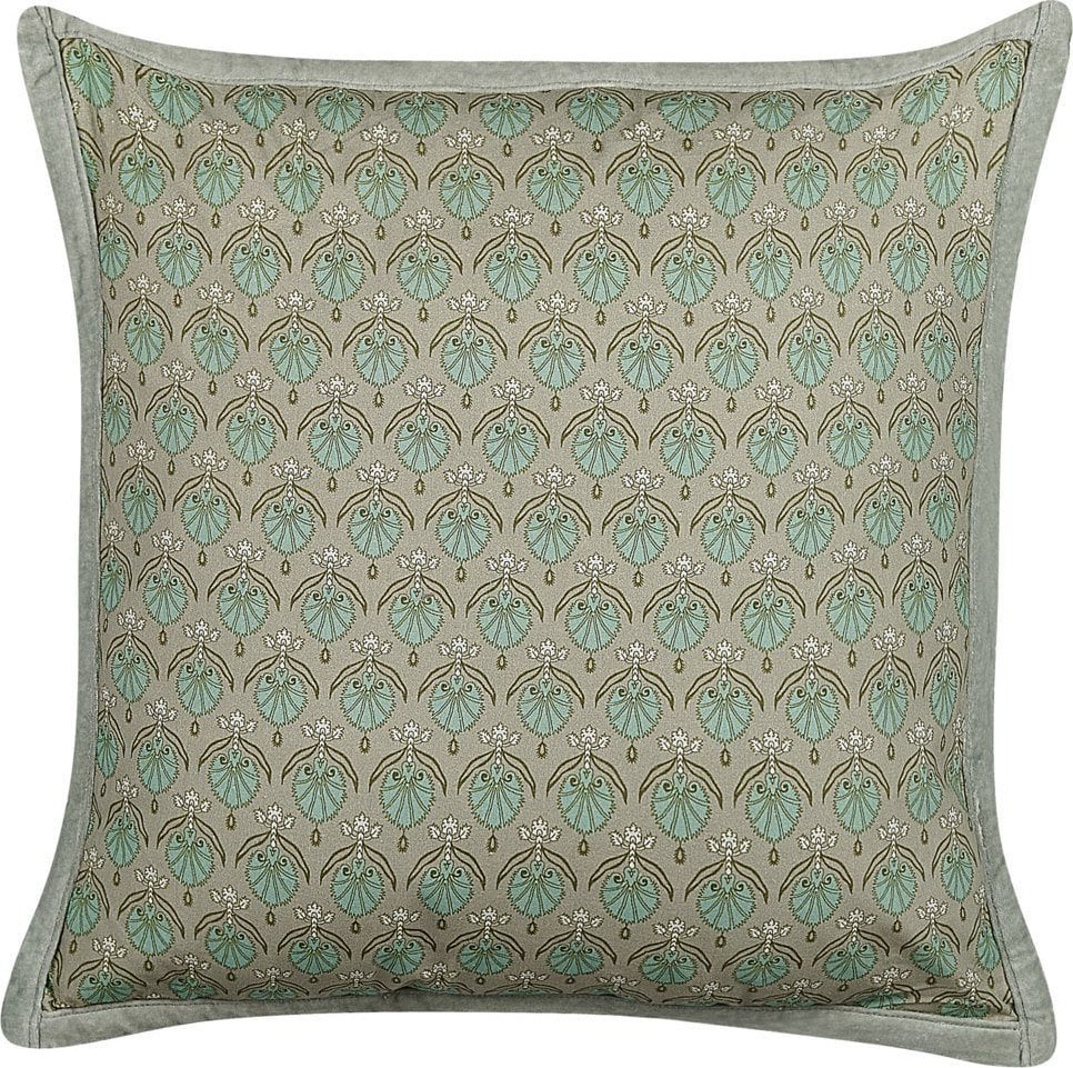 Beliani Bawełniana poduszka dekoracyjna w liście 45 x 45 cm zielona PICTUS!