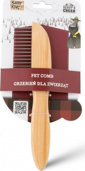 Barry King BARRY KING - Grzebień z bambusową rączką dla zwierząt 6,5x21,5cm