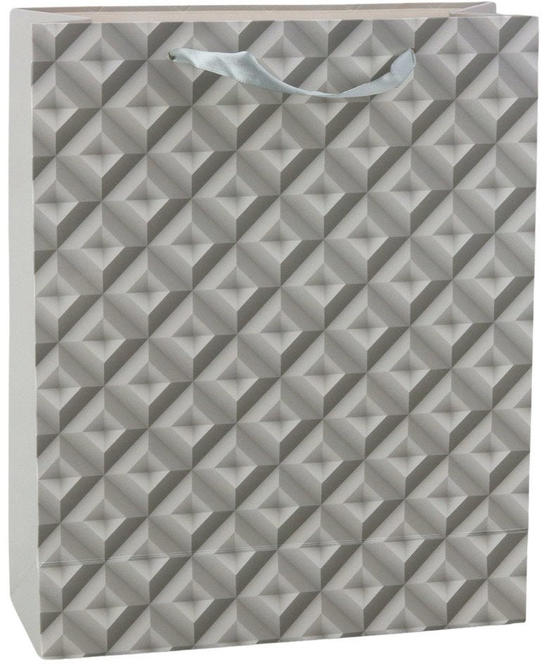 Torba Prezentowa Efekt Geometrii 3D Szara 32 x 26 x 10,5 cm