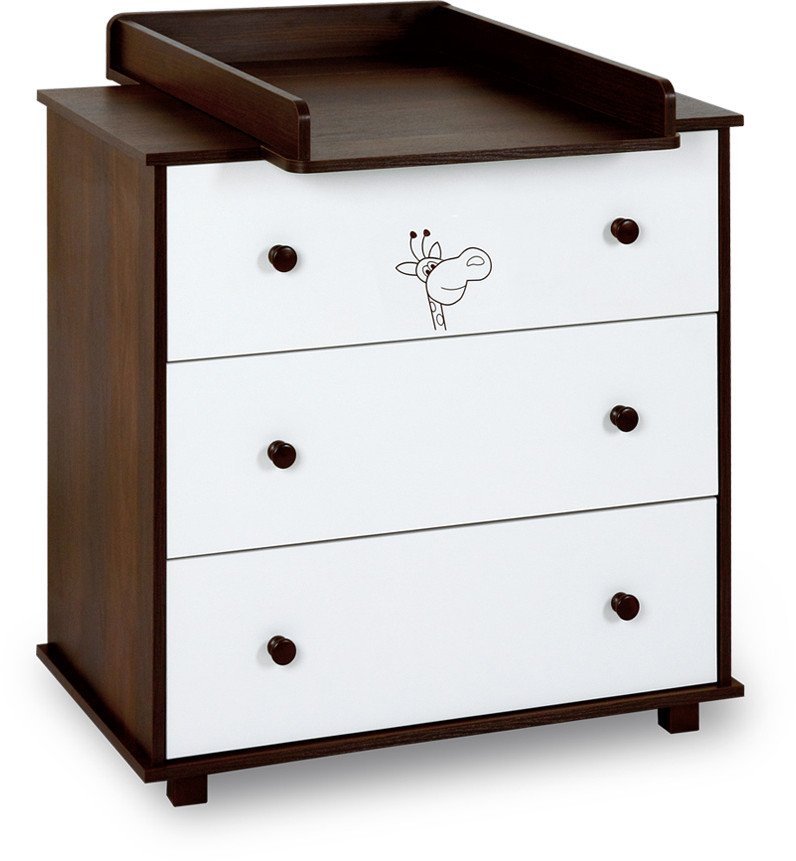 Klupś Komoda z przewijakiem SAFARI ŻYRAFKA biel-orzech