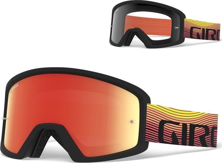 Giro Gogle GIRO BLOK orange heatwave (Szyba kolorowa AMBER xx% S3 + Szyba Przeźroczysta 99% S0) mocowanie pod zrywki +10 zrywek (NEW)