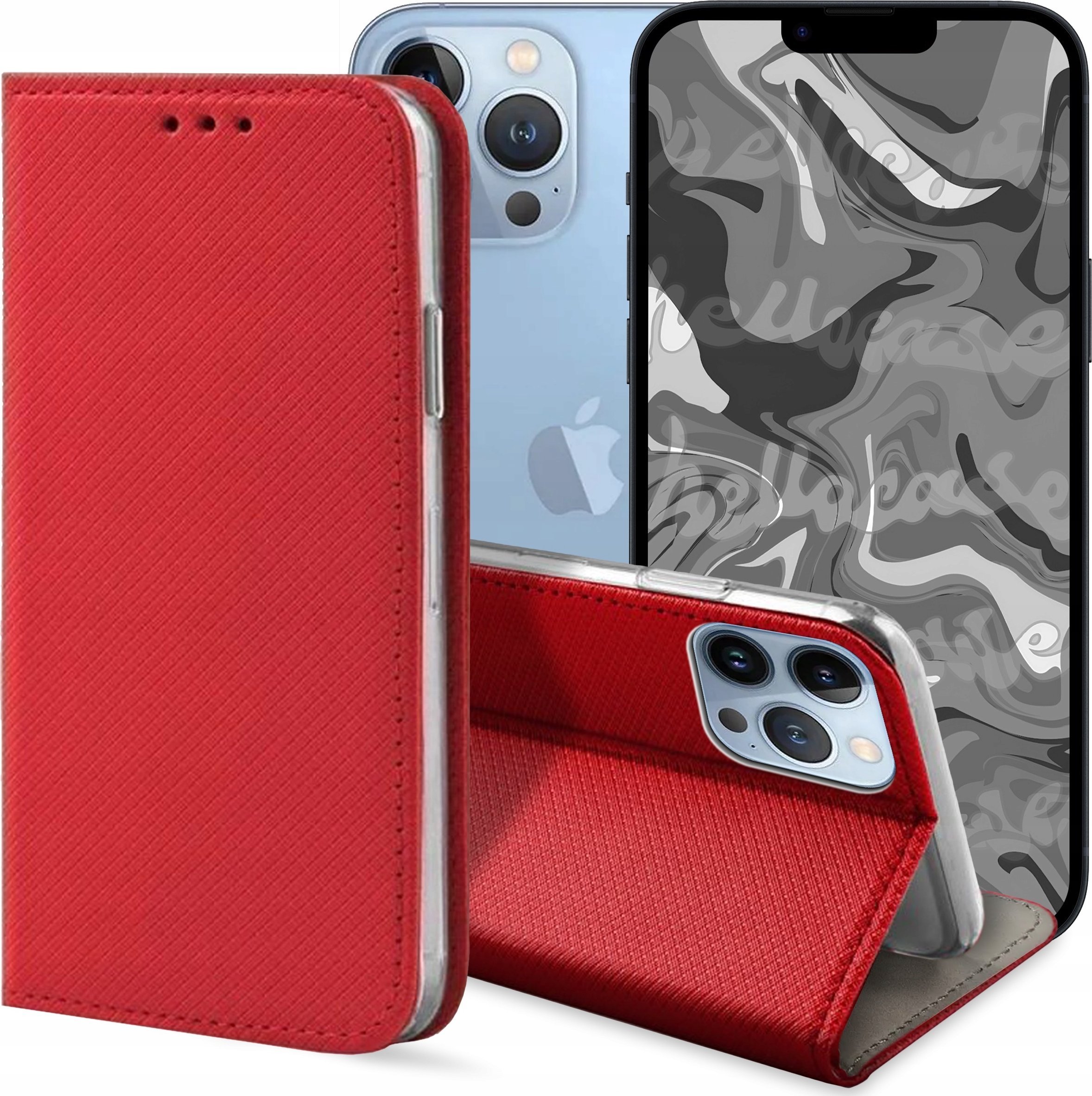 Hello Case ETUI Z KLAPKĄ DO Apple iPhone 13 Pro CZERWONE ZAMYKANE MAGNETYCZNE