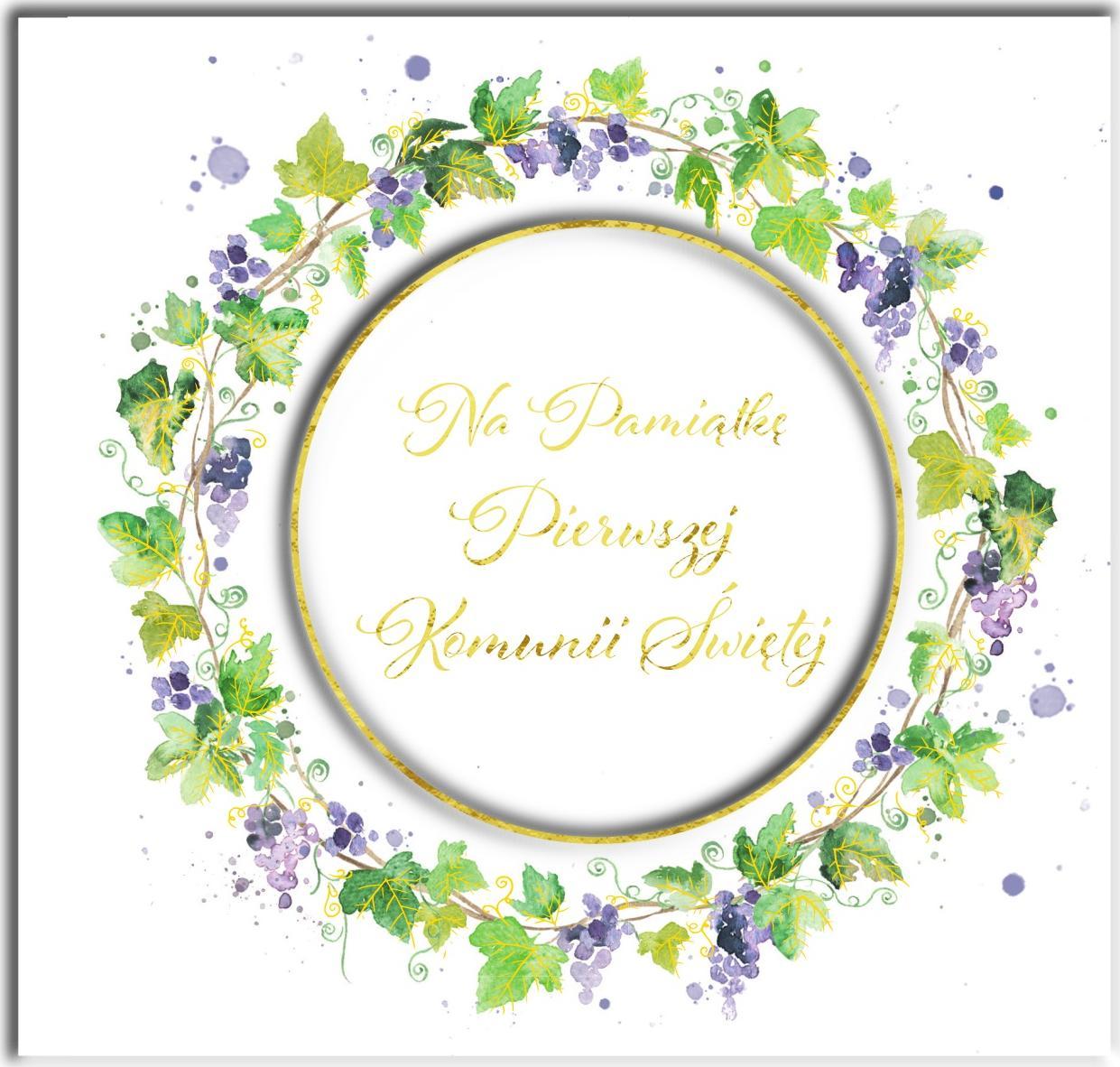 HENRY Karnet KW Komunia. Wianek z winogronem