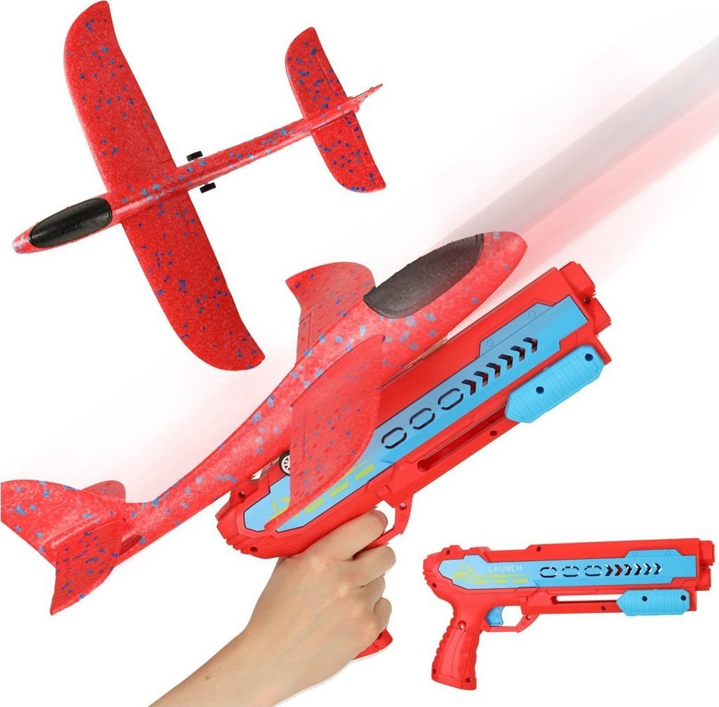 KIK Pistolet wyrzutnia samolotów automat czerwony