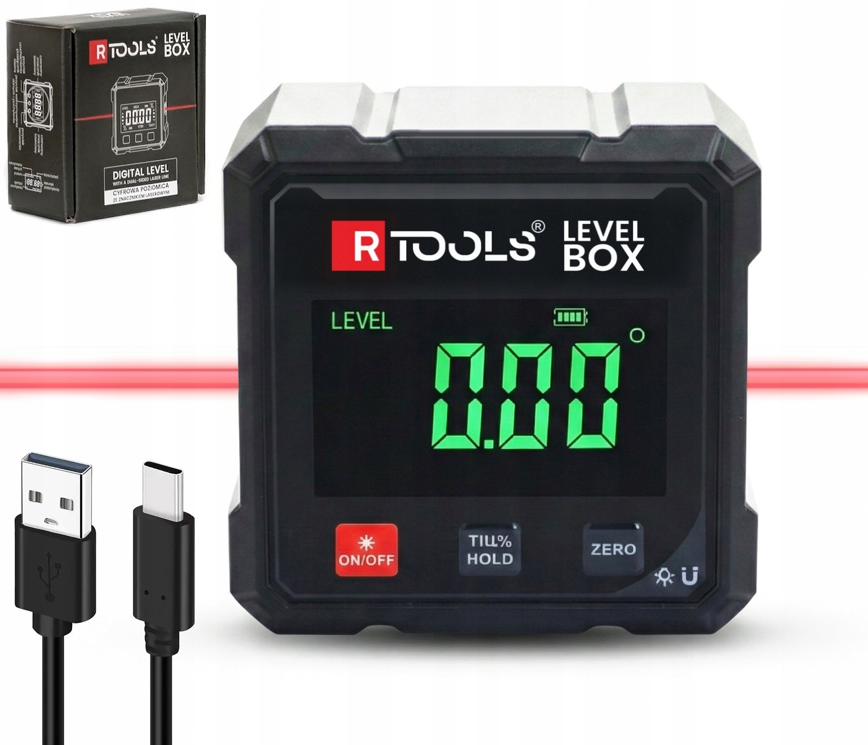 POZIOMICA LASEROWA MAGNETYCZNY KĄTOMIERZ CYFROWY MIERNIK KĄTA INKLINOMETR