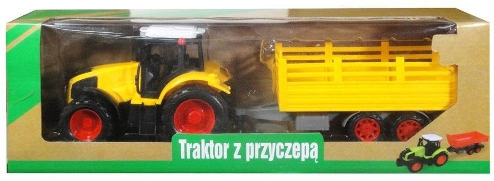 Traktor z napędem i przyczepą