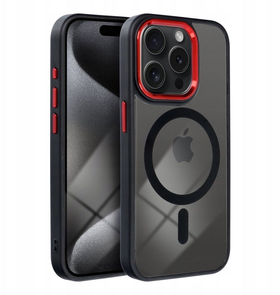 Futerał COLOR EDGE MAG COVER kompatybilny z MagSafe do IPHONE 17 Pro czarno czerwony