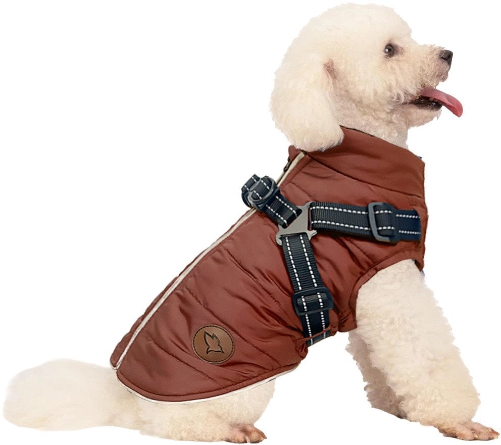 ZOLUX Kurtka puchowa z szelkami dla psa R.35 ceglasta