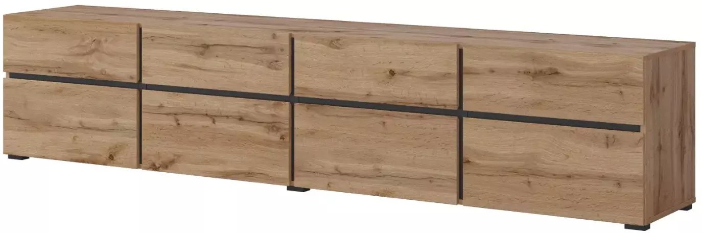 Szafka RTV CROSS 4K4S 225cm dąb wotan/czarna HELVETIA