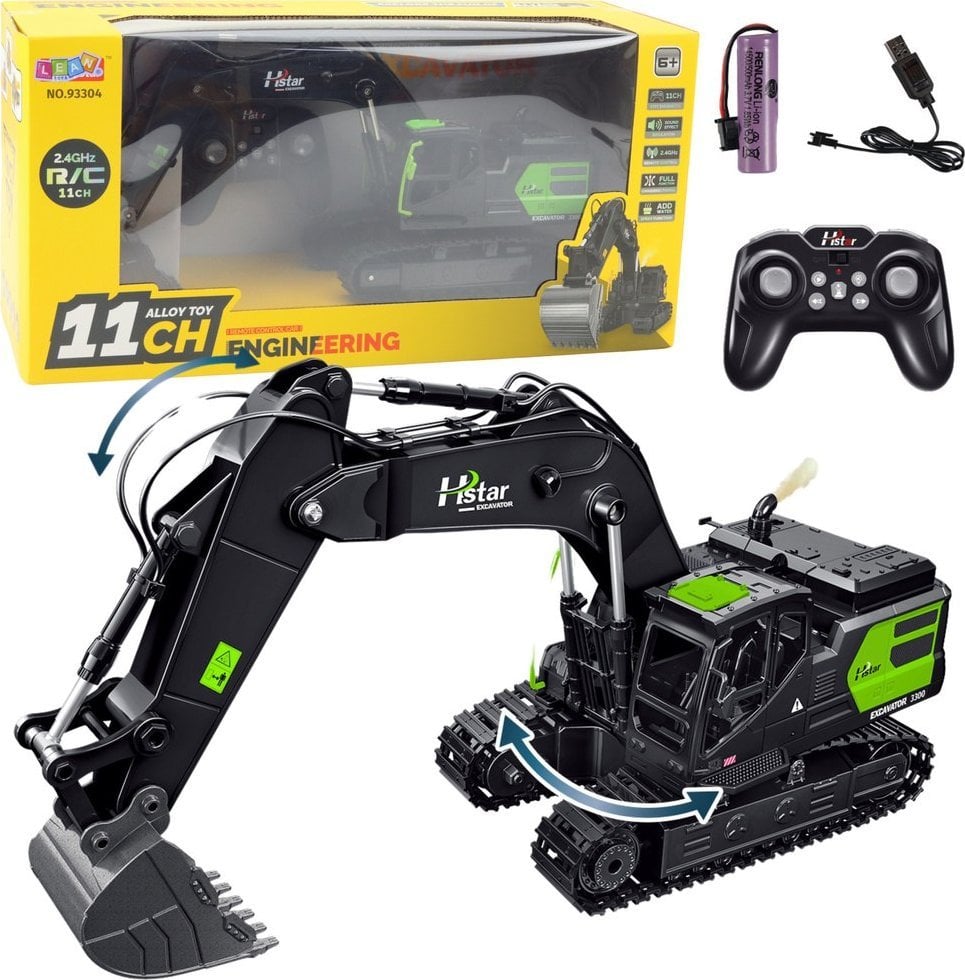 LeanToys Koparka Gąsienicowa Zdalnie Sterowana 2.4G 11CH Czarna