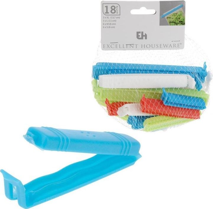 Excellent Houseware Klipsy do zamykania opakowań żywności 18 el. uniwersalny