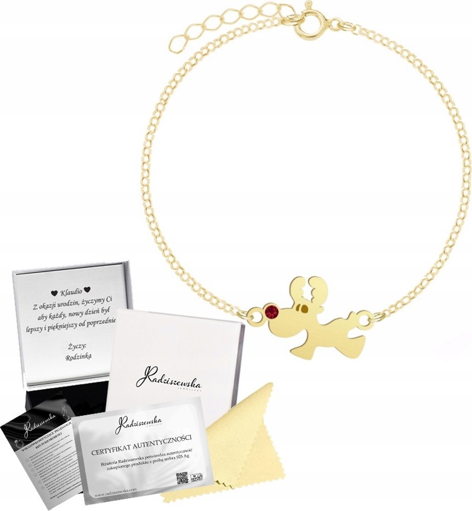 Radziszewska Jewellery Świąteczna Złota Bransoletka z Reniferem Boże Narodzenie ŻYCZENIA GRATIS