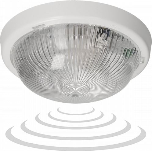 Orno 7070T-ALFA/MS, oprawa oświetleniowa z mikrofalowym czujnikiem ruchu, 100W, E27, IP44, szkło przeźroczyste