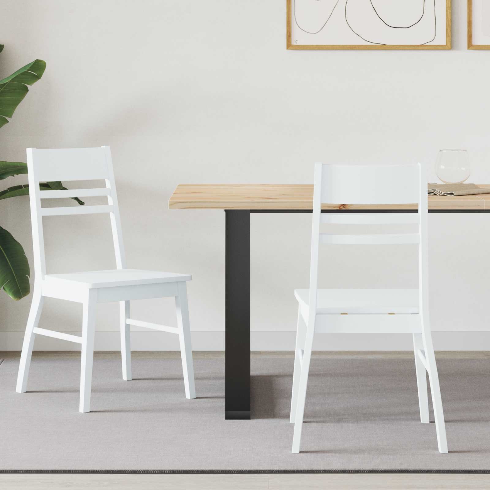 vidaXL Krzesła jadalne 2 pcs Biały 43 x 54 x 89 cm Drewno Gumowe