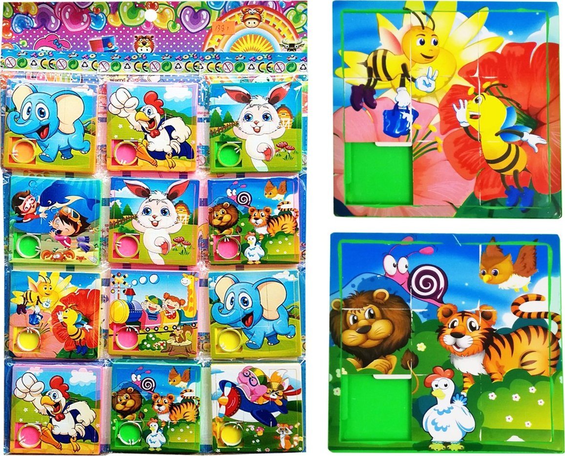 UKŁADANKA PRZESUWNA 12 SZTUK ZWIERZĘTA