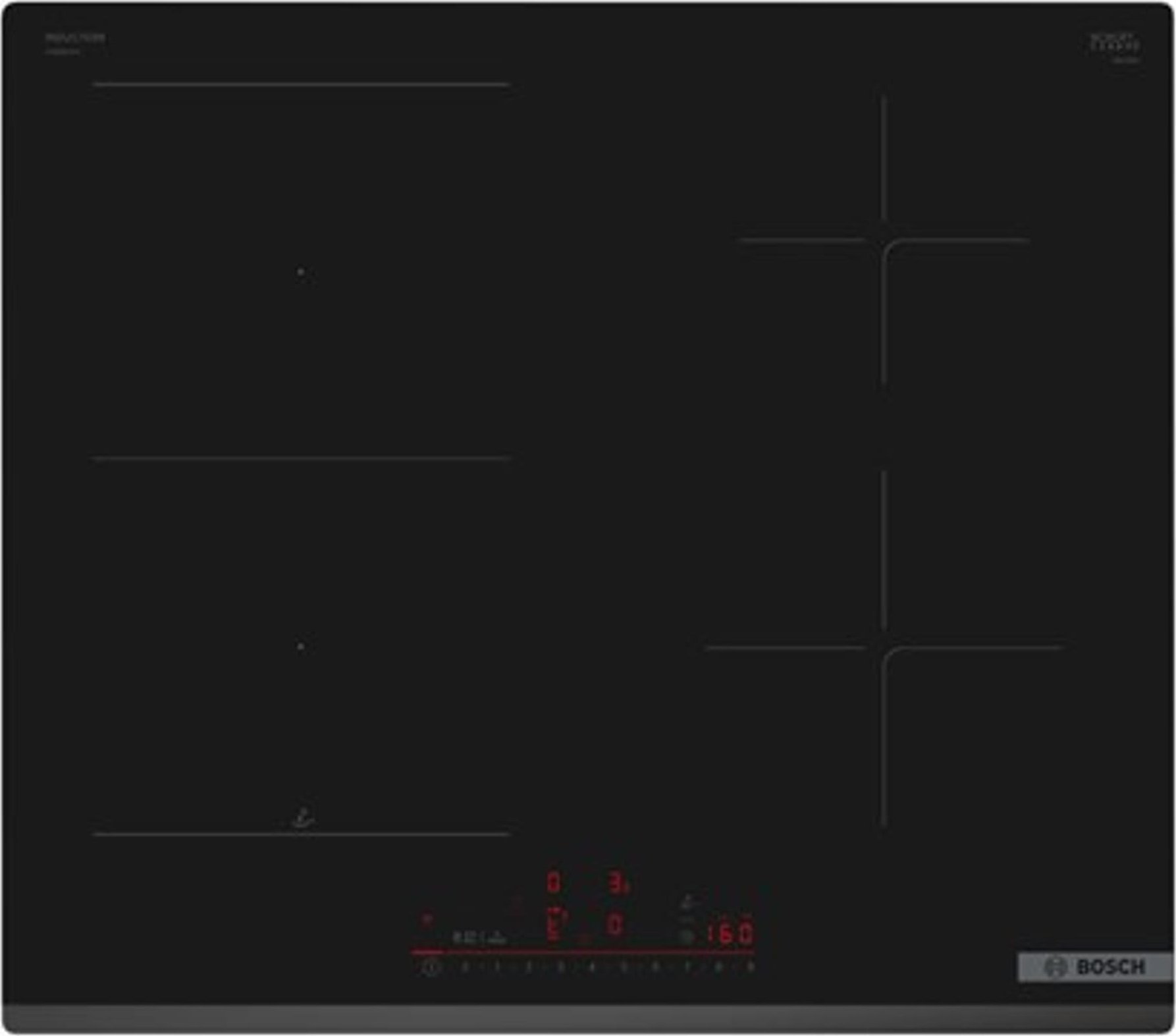 Płyta grzewcza Bosch Bosch | Płyta grzewcza | PVS63KHC1Z Seria 6 | Indukcja | Liczba palników/stref grzejnych 4 | Dotknij | Zegar | Czarny