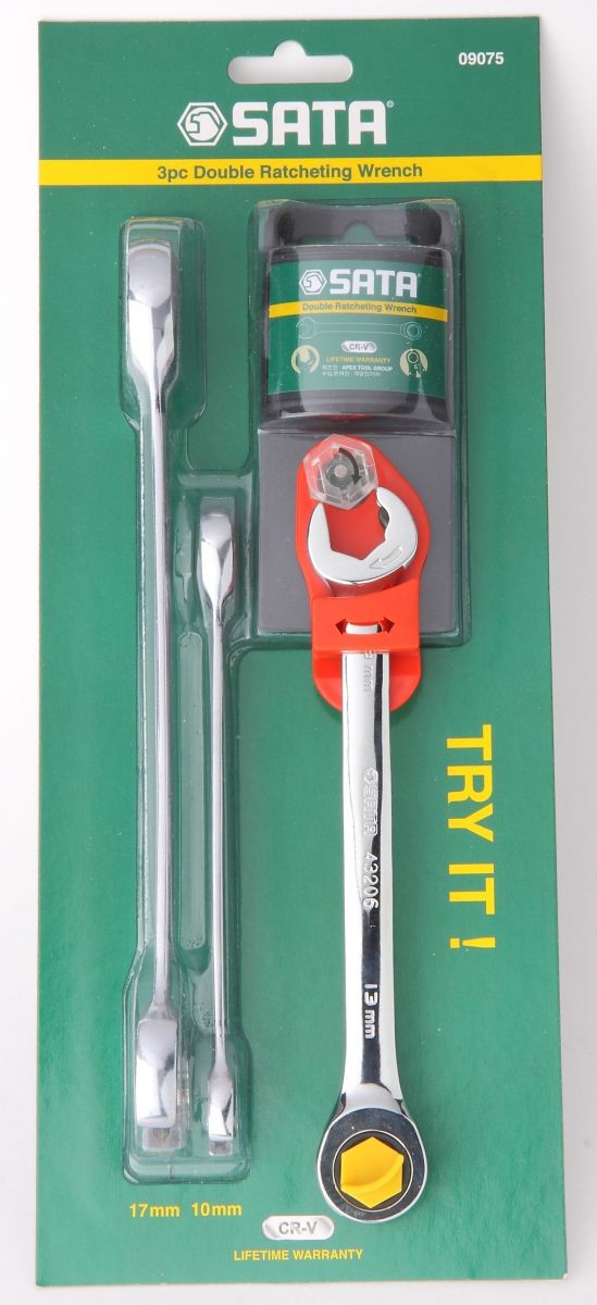 SATA Zestaw kluczy płasko-oczkowych z grzechotką 10-17mm 3szt. (09075)