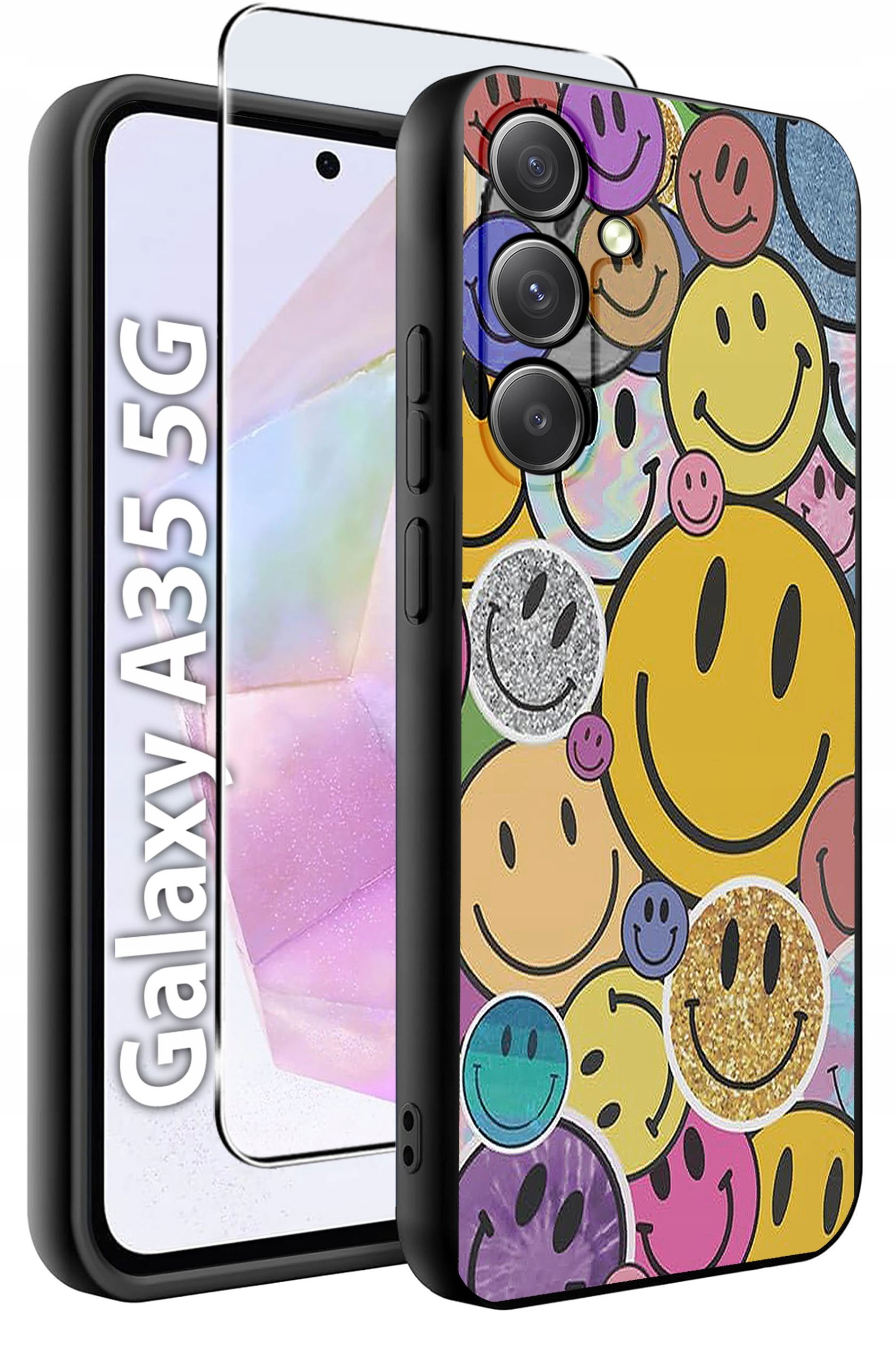 ETUI do Samsung A35 5G WZORY | SILIKONOWE MATT CASE + SZKŁO HARTOWANE 9H