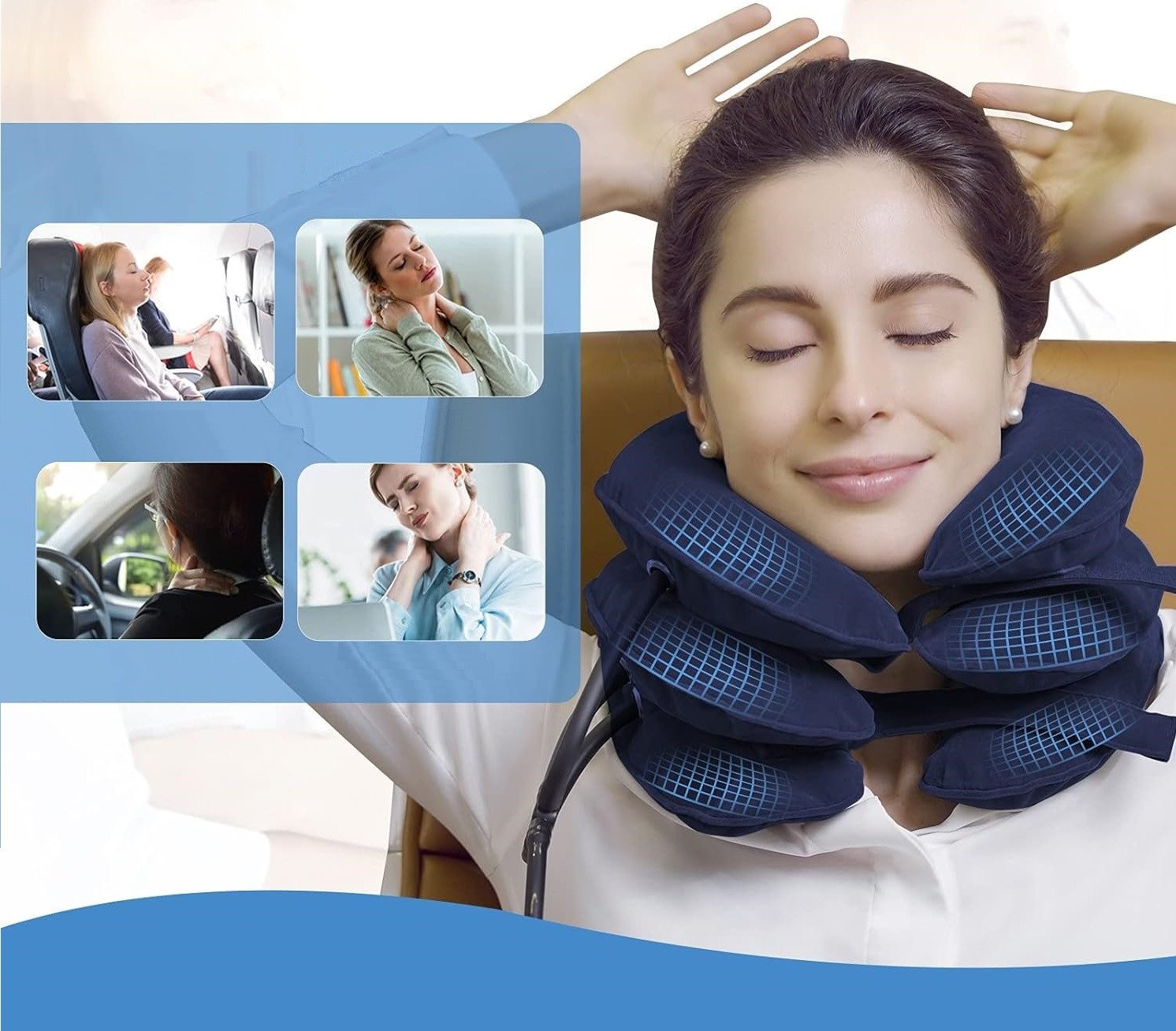 Poduszka trakcyjna ortopedyczna na szyję orteza szyjna pompowana