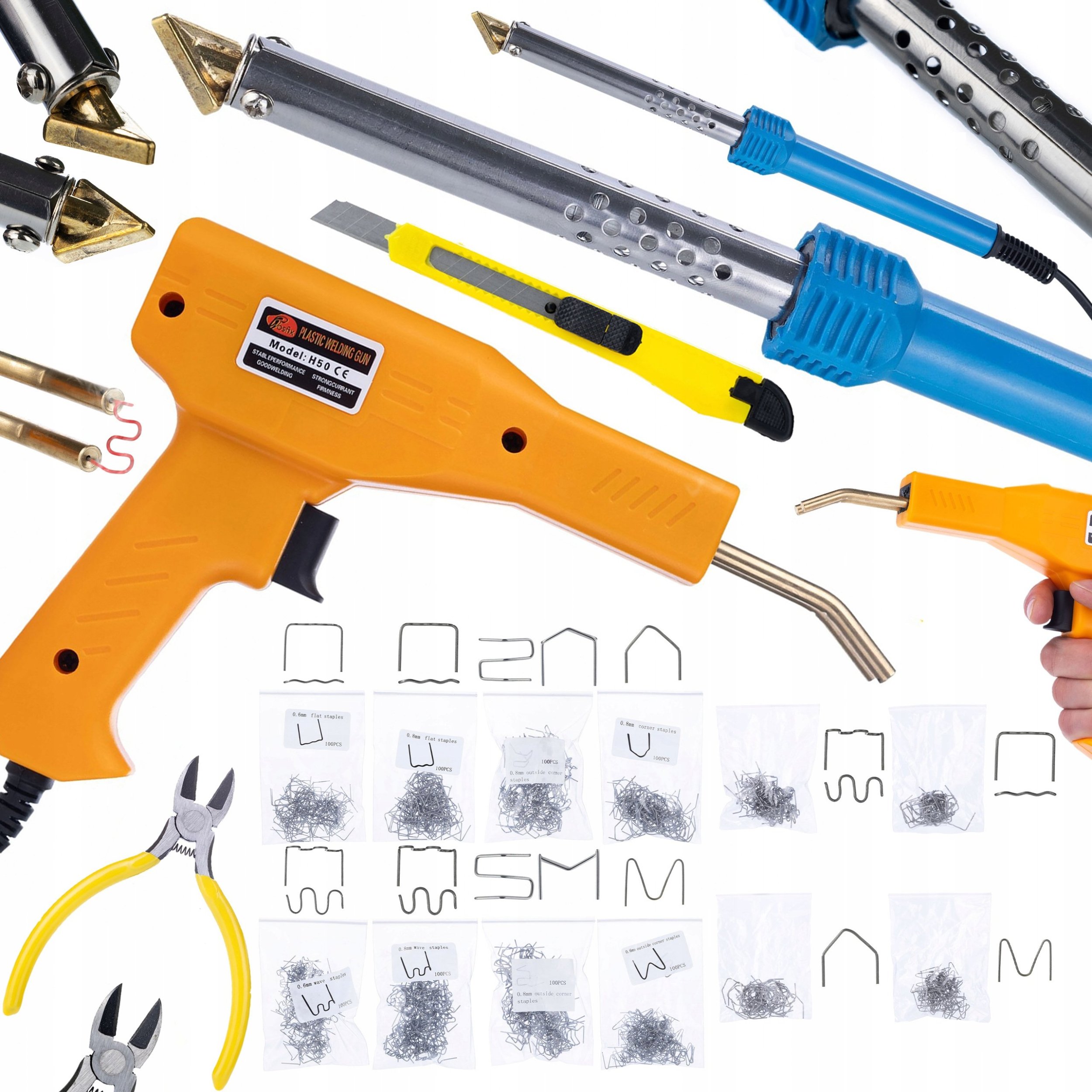 Rosfix LUTOWNICA ŻELAZKO BLUE LARK 80W+ZSZYWACZ 200 ZSZYWEK+800 ZSZYWEK 8 RODZAJÓW