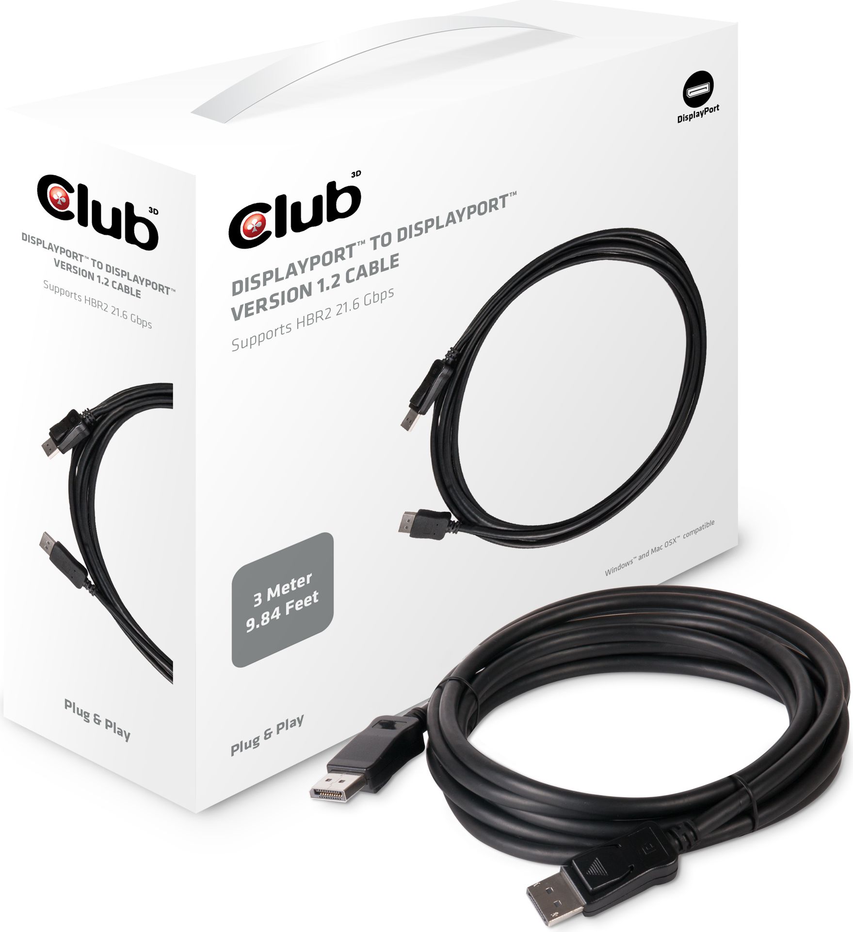 Kabel Club 3D DisplayPort - DisplayPort 3m czarny (CAC-1064)