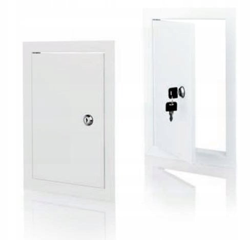 Drzwiczki rewizyjne metalowe białe 150X150 z zamkiem DMZ15X15