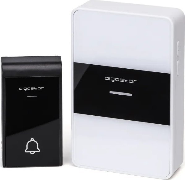 Aigostar Bezprzewodowy dzwonek do drzwi na prąd stały biały i czarny Bezprzewodowy dzwonek do drzwi na prąd stały biały i czarny