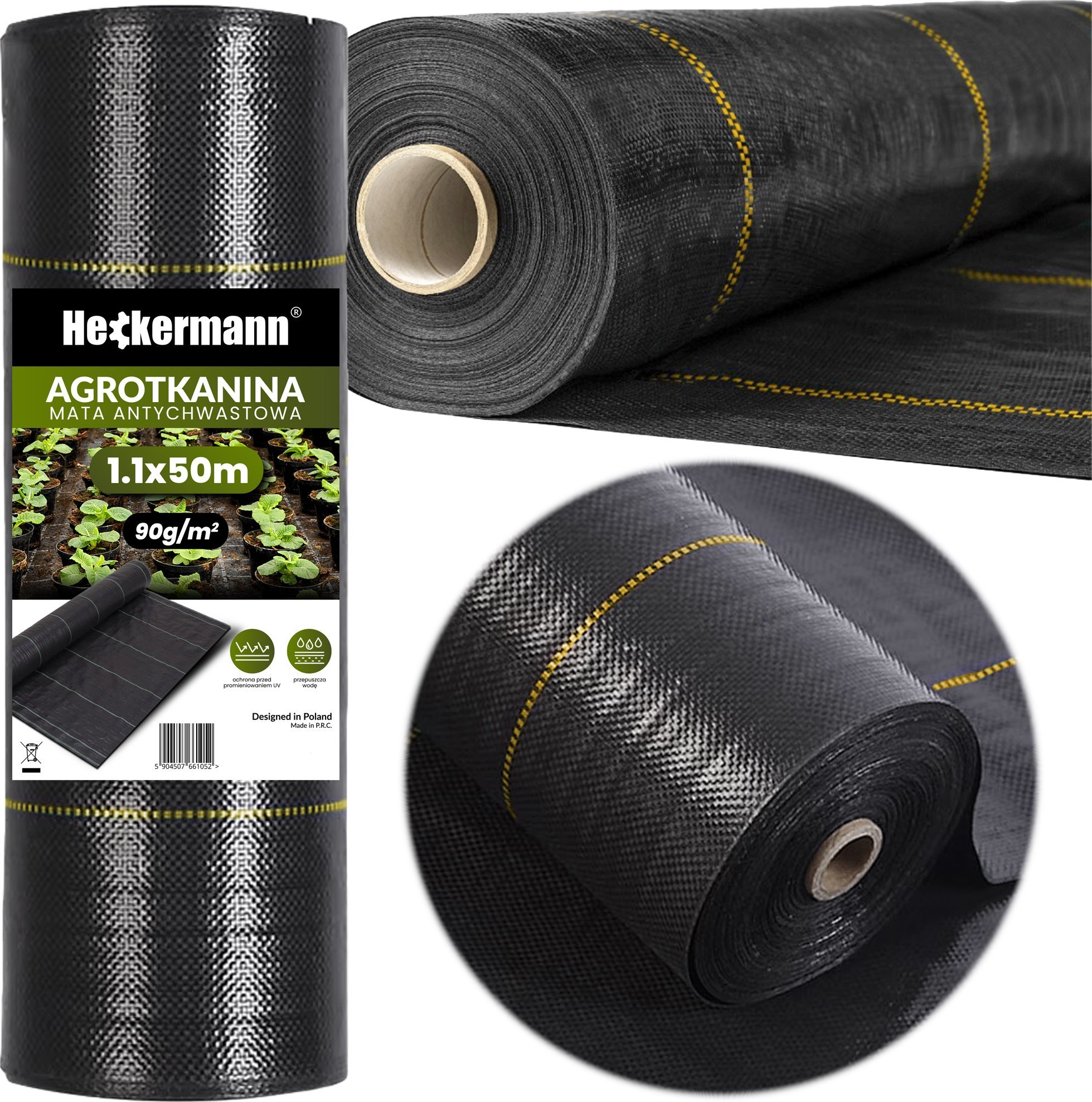 Agrotkanina Heckermann 1,6x10m 70g/m2 Czarno-żółta